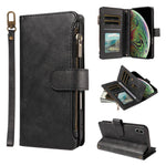 P03 Custodia per telefono in similpelle di vitello con 9 scomparti per carte, chiusura a cerniera e cinturino da polso, For iPhone XR, For iPhone XS Max, For iPhone 6 Plus / 7 Plus / 8 Plus