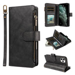 P03 Custodia per telefono in similpelle di vitello con 9 scomparti per carte, chiusura a cerniera e cinturino da polso, For iPhone 11 Pro Max, For iPhone11, For iPhone 11 Pro, For iPhone X / XS