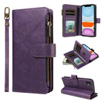 P03 Custodia per telefono in similpelle di vitello con 9 scomparti per carte, chiusura a cerniera e cinturino da polso, For iPhone 13 mini, For iPhone 12 / 12 Pro, For iPhone 12 Pro Max, For iPhone 12 mini