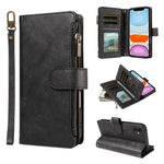 P03 Custodia per telefono in similpelle di vitello con 9 scomparti per carte, chiusura a cerniera e cinturino da polso, For iPhone 13 mini, For iPhone 12 / 12 Pro, For iPhone 12 Pro Max, For iPhone 12 mini