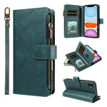 P03 Custodia per telefono in similpelle di vitello con 9 scomparti per carte, chiusura a cerniera e cinturino da polso, For iPhone 13 mini, For iPhone 12 / 12 Pro, For iPhone 12 Pro Max, For iPhone 12 mini