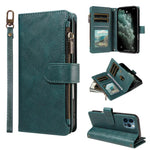 P03 Custodia per telefono in similpelle di vitello con 9 scomparti per carte, chiusura a cerniera e cinturino da polso, For iPhone 13 mini, For iPhone 12 / 12 Pro, For iPhone 12 Pro Max, For iPhone 12 mini