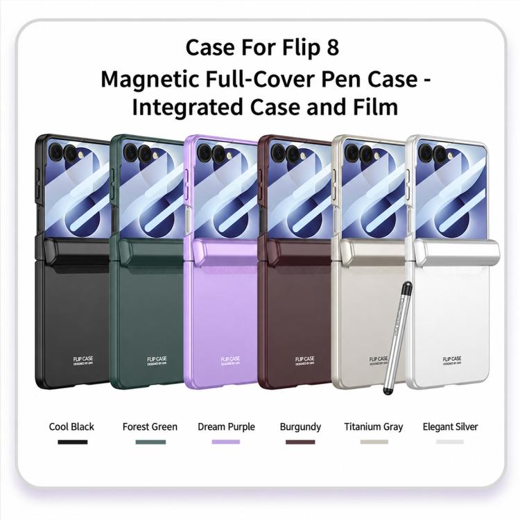Custodia a libro magnetica integrata GKK con copertura completa e penna inclusa., For Galaxy Z Flip8 5G