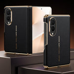 Custodia per telefono in vera pelle con cornice galvanizzata e magnete a doppio asse SULADA, For Galaxy Z Fold8 5G