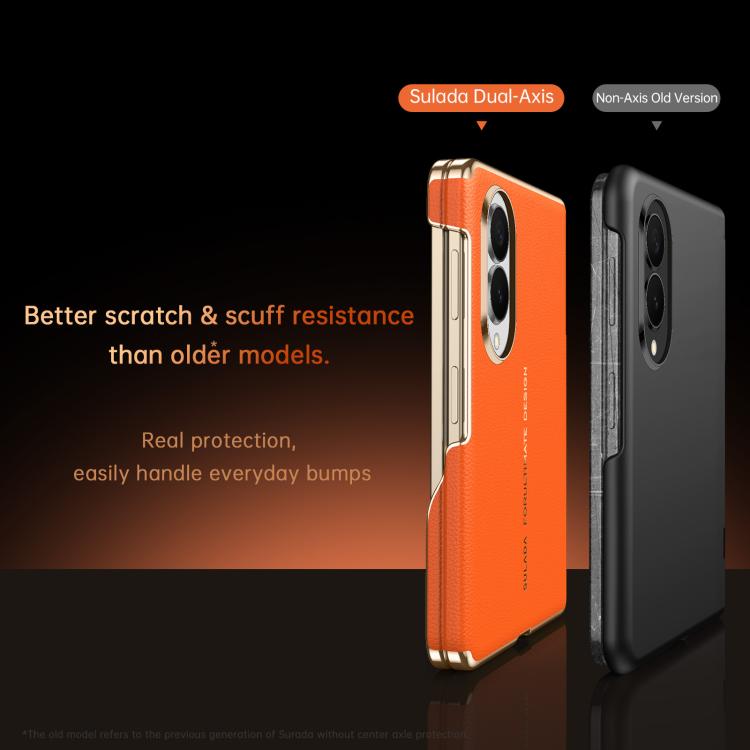 Custodia per telefono in vera pelle con cornice galvanizzata e magnete a doppio asse SULADA, For Galaxy Z Fold8 5G