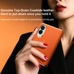 Custodia per telefono in vera pelle con cornice galvanizzata e magnete a doppio asse SULADA, For Galaxy Z Fold8 5G