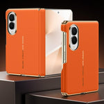 Custodia per telefono in vera pelle con cornice galvanizzata e magnete a doppio asse SULADA, For Galaxy Z Fold8 5G