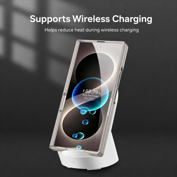 Custodia per telefono GKK con cerniera pieghevole magnetica integrata in ecopelle e supporto, For Galaxy Z Fold8 Ultra 5G