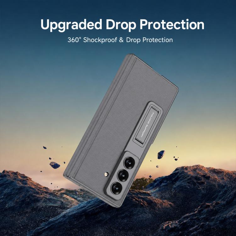 Custodia per telefono GKK con cerniera pieghevole magnetica integrata in ecopelle e supporto, For Galaxy Z Fold8 Ultra 5G