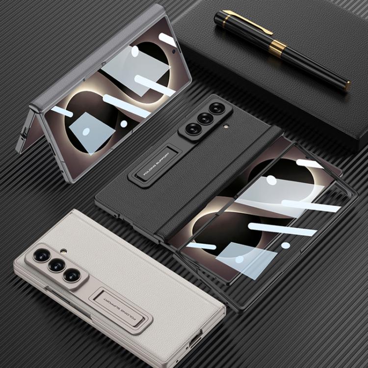 Custodia per telefono GKK con cerniera pieghevole magnetica integrata in ecopelle e supporto, For Galaxy Z Fold8 Ultra 5G