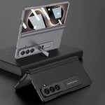 Custodia per telefono GKK con cerniera pieghevole magnetica integrata in ecopelle e supporto, For Galaxy Z Fold8 Ultra 5G