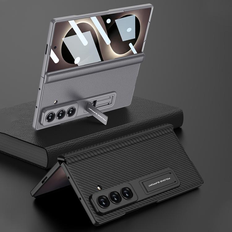 Custodia per telefono GKK con cerniera pieghevole magnetica integrata in ecopelle e supporto, For Galaxy Z Fold8 Ultra 5G