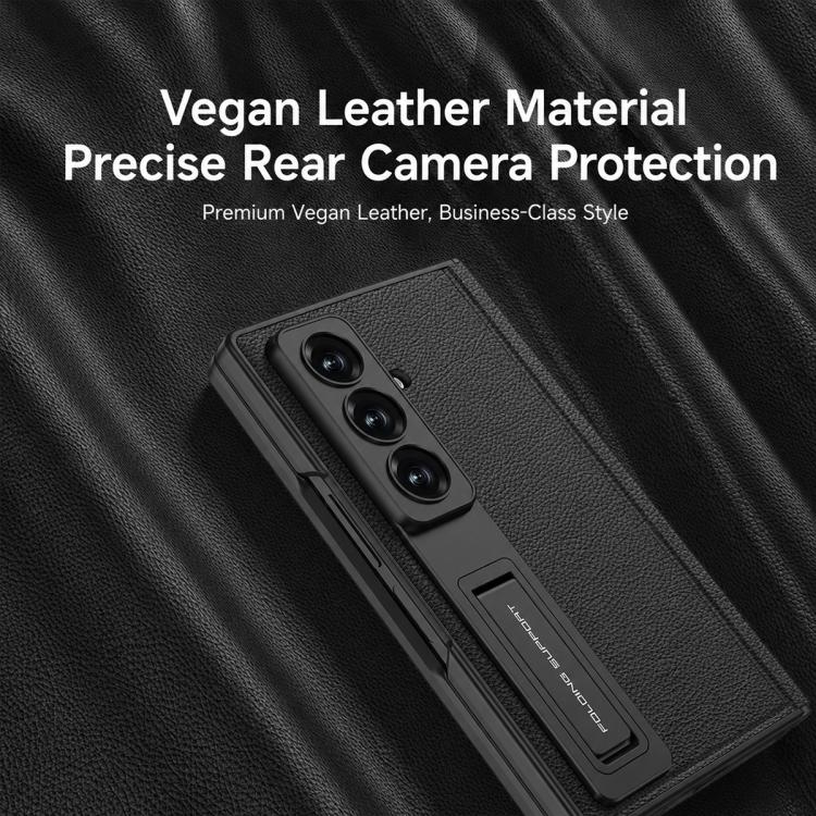 Custodia per telefono GKK con cerniera pieghevole magnetica integrata in ecopelle e supporto, For Galaxy Z Fold8 Ultra 5G