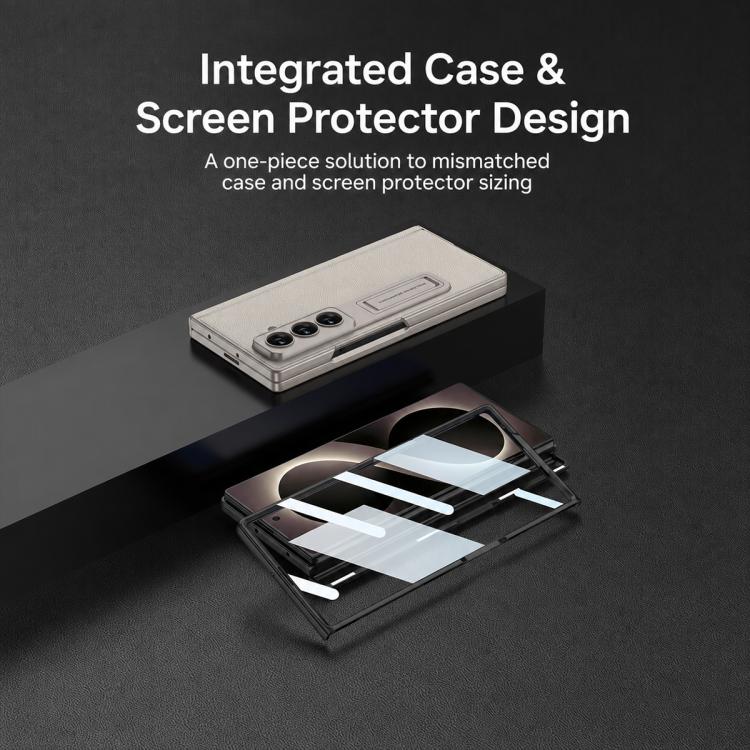 Custodia per telefono GKK con cerniera pieghevole magnetica integrata in ecopelle e supporto, For Galaxy Z Fold8 Ultra 5G