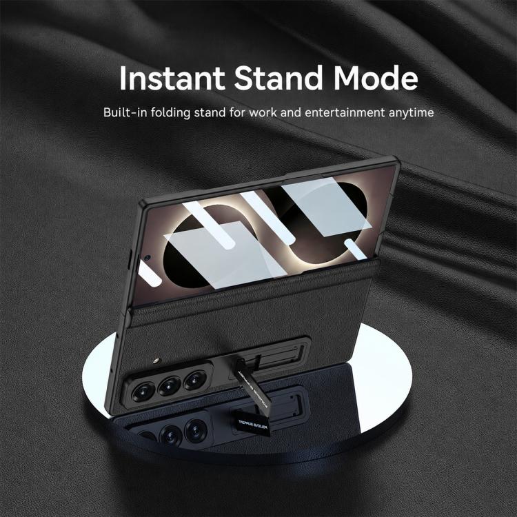 Custodia per telefono GKK con cerniera pieghevole magnetica integrata in ecopelle e supporto, For Galaxy Z Fold8 Ultra 5G