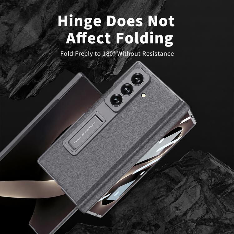 Custodia per telefono GKK con cerniera pieghevole magnetica integrata in ecopelle e supporto, For Galaxy Z Fold8 Ultra 5G