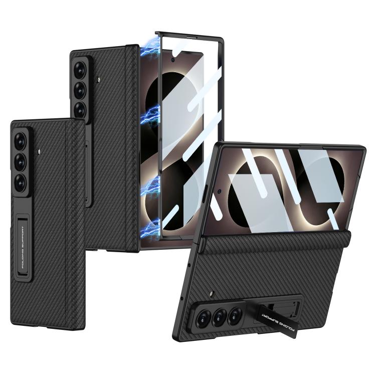 Custodia per telefono GKK con cerniera pieghevole magnetica integrata in ecopelle e supporto, For Galaxy Z Fold8 Ultra 5G