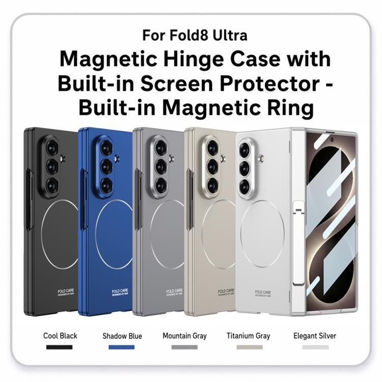 Custodia per telefono GKK con cerniera pieghevole magnetica integrata, anello magnetico e supporto laterale, copertura completa e chiusura a scatto., For Galaxy Z Fold8 Ultra 5G
