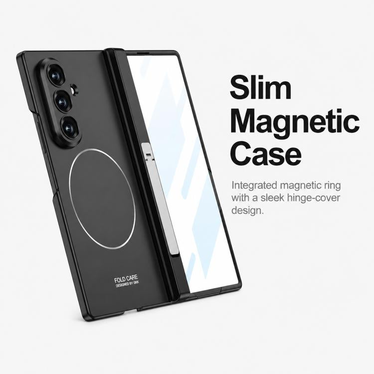 Custodia per telefono GKK con cerniera pieghevole magnetica integrata, anello magnetico e supporto laterale, copertura completa e chiusura a scatto., For Galaxy Z Fold8 Ultra 5G