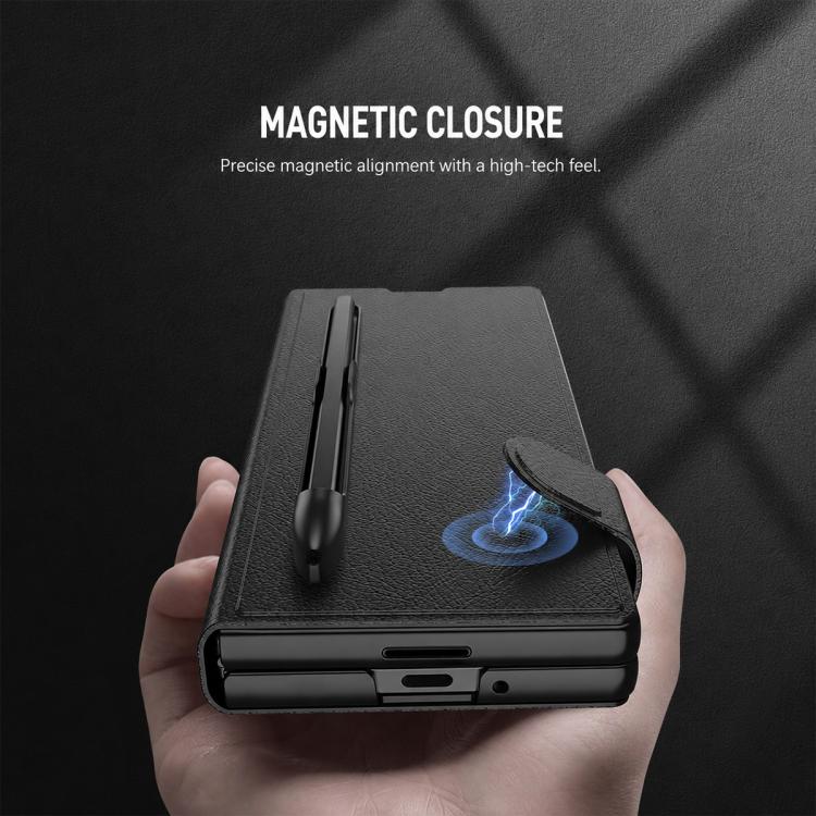 Custodia per telefono GKK in pelle con apertura a libro e scomparto per penna, stilo incluso., For Galaxy Z Fold8 Ultra 5G