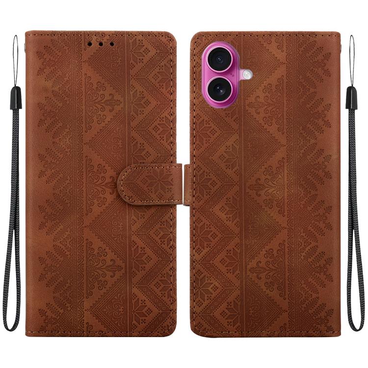 Custodia per telefono in ecopelle con motivo etnico in rilievo, For iPhone 17 Pro, For iPhone 17, For iPhone Air, For iPhone 16 Pro Max