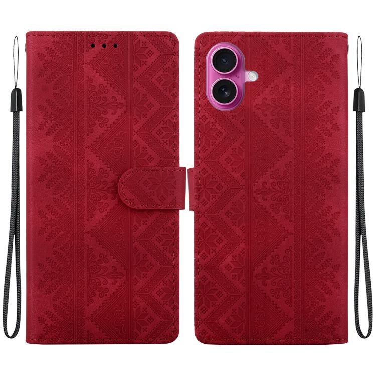 Custodia per telefono in ecopelle con motivo etnico in rilievo, For iPhone 17 Pro, For iPhone 17, For iPhone Air, For iPhone 16 Pro Max