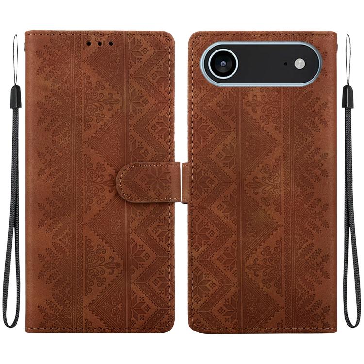 Custodia per telefono in ecopelle con motivo etnico in rilievo, For iPhone 17 Pro, For iPhone 17, For iPhone Air, For iPhone 16 Pro Max