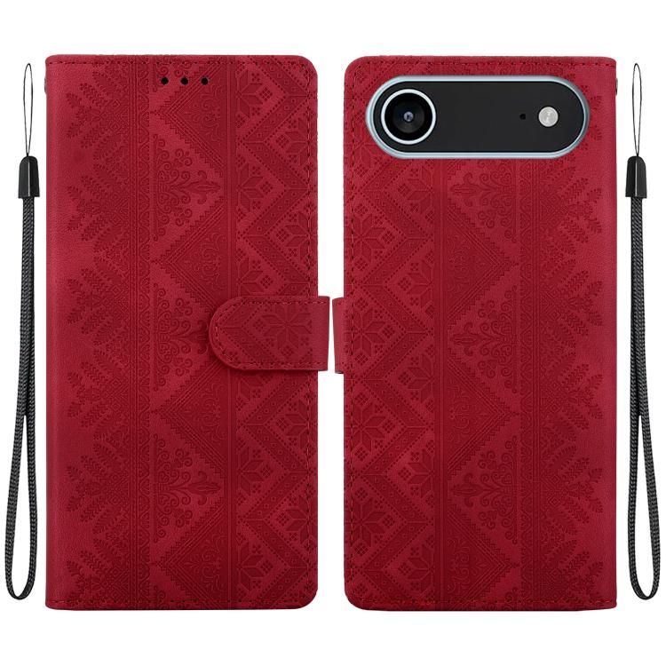 Custodia per telefono in ecopelle con motivo etnico in rilievo, For iPhone 17 Pro, For iPhone 17, For iPhone Air, For iPhone 16 Pro Max