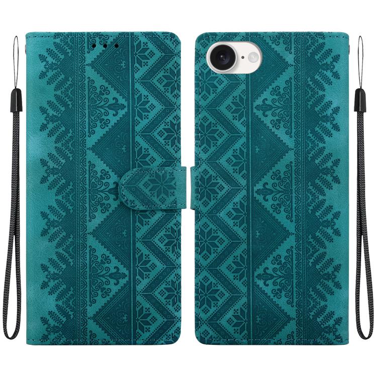 Custodia per telefono in ecopelle con motivo etnico in rilievo, For iPhone 18 Pro, For iPhone 18 Pro Max, For iPhone 17e / 16e, For iPhone 17 Pro Max