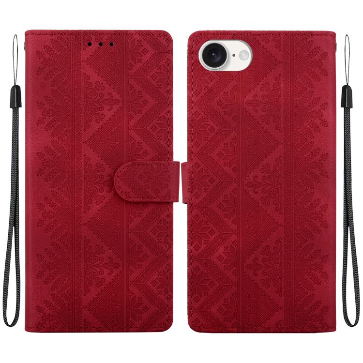 Custodia per telefono in ecopelle con motivo etnico in rilievo, For iPhone 18 Pro, For iPhone 18 Pro Max, For iPhone 17e / 16e, For iPhone 17 Pro Max