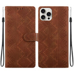 Custodia per telefono in ecopelle con motivo etnico in rilievo, For iPhone 17 Pro, For iPhone 17, For iPhone Air, For iPhone 16 Pro Max