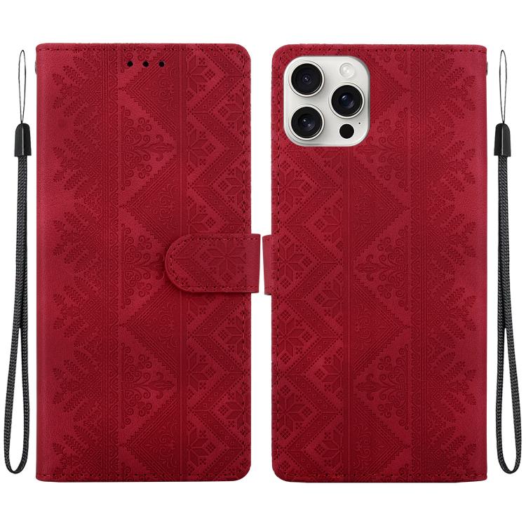 Custodia per telefono in ecopelle con motivo etnico in rilievo, For iPhone 17 Pro, For iPhone 17, For iPhone Air, For iPhone 16 Pro Max