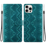 Custodia per telefono in ecopelle con motivo etnico in rilievo, For iPhone 16 Pro, For iPhone 16 Plus, For iPhone 16, For iPhone 15 Pro Max