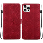 Custodia per telefono in ecopelle con motivo etnico in rilievo, For iPhone 16 Pro, For iPhone 16 Plus, For iPhone 16, For iPhone 15 Pro Max