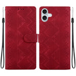 Custodia per telefono in ecopelle con motivo etnico in rilievo, For iPhone 16 Pro, For iPhone 16 Plus, For iPhone 16, For iPhone 15 Pro Max