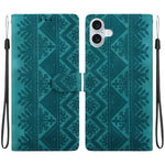 Custodia per telefono in ecopelle con motivo etnico in rilievo, For iPhone 16 Pro, For iPhone 16 Plus, For iPhone 16, For iPhone 15 Pro Max