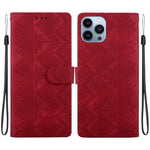 Custodia per telefono in ecopelle con motivo etnico in rilievo, For iPhone 14, For iPhone 14 Pro, For iPhone 14 Pro Max, For iPhone SE 2022 / SE 2020 / 8 / 7