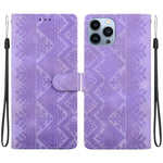 Custodia per telefono in ecopelle con motivo etnico in rilievo, For iPhone 14, For iPhone 14 Pro, For iPhone 14 Pro Max, For iPhone SE 2022 / SE 2020 / 8 / 7