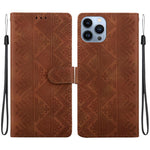 Custodia per telefono in ecopelle con motivo etnico in rilievo, For iPhone 14, For iPhone 14 Pro, For iPhone 14 Pro Max, For iPhone SE 2022 / SE 2020 / 8 / 7