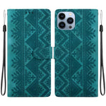 Custodia per telefono in ecopelle con motivo etnico in rilievo, For iPhone 14, For iPhone 14 Pro, For iPhone 14 Pro Max, For iPhone SE 2022 / SE 2020 / 8 / 7