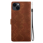 Custodia per telefono in ecopelle con motivo etnico in rilievo, For iPhone 14, For iPhone 14 Pro, For iPhone 14 Pro Max, For iPhone SE 2022 / SE 2020 / 8 / 7