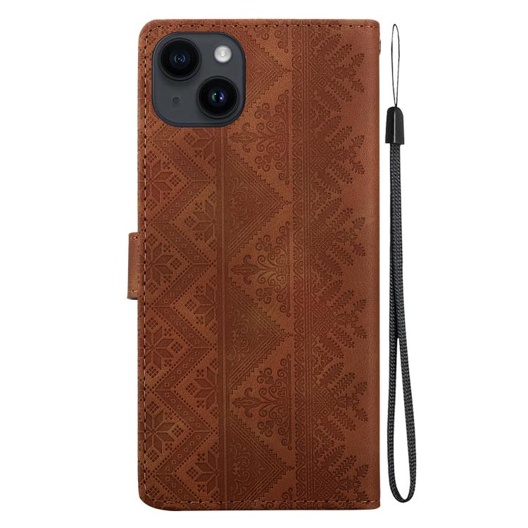 Custodia per telefono in ecopelle con motivo etnico in rilievo, For iPhone 14, For iPhone 14 Pro, For iPhone 14 Pro Max, For iPhone SE 2022 / SE 2020 / 8 / 7