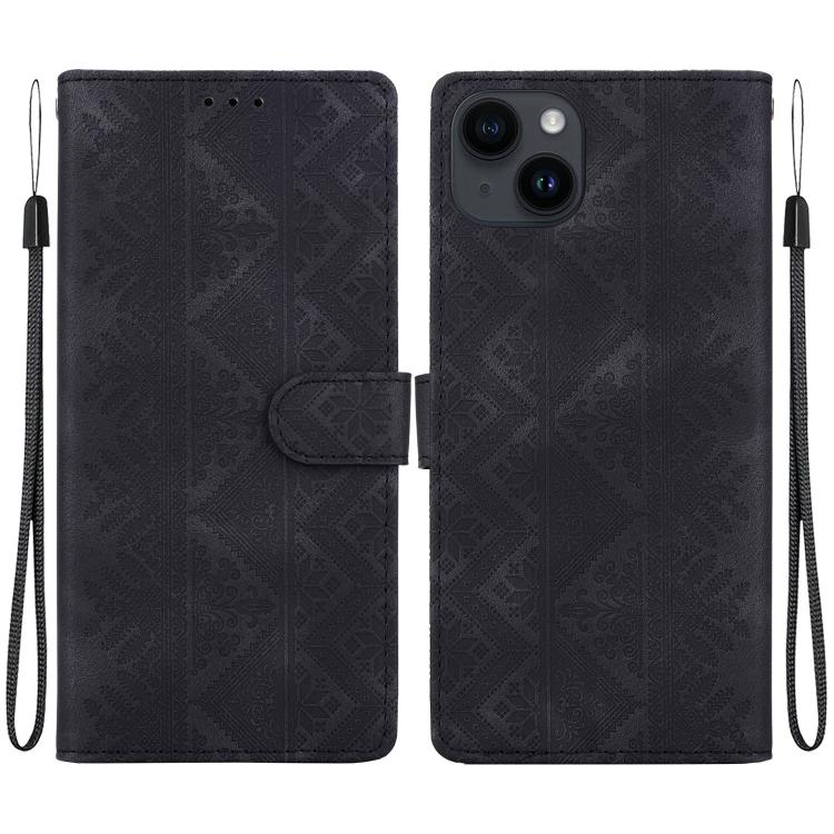 Custodia per telefono in ecopelle con motivo etnico in rilievo, For iPhone 14, For iPhone 14 Pro, For iPhone 14 Pro Max, For iPhone SE 2022 / SE 2020 / 8 / 7