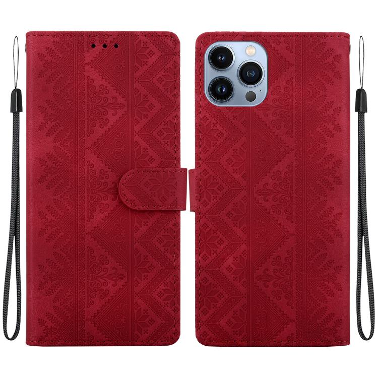 Custodia per telefono in ecopelle con motivo etnico in rilievo, For iPhone 12 / 12 Pro, For iPhone 12 Pro Max, For iPhone 12 mini, For iPhone 11 Pro Max