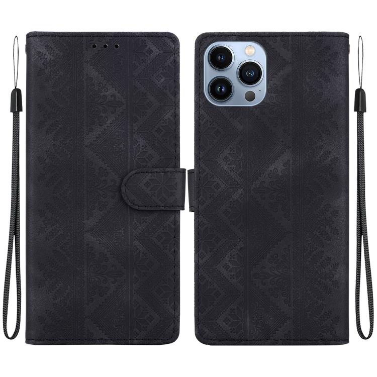 Custodia per telefono in ecopelle con motivo etnico in rilievo, For iPhone 12 / 12 Pro, For iPhone 12 Pro Max, For iPhone 12 mini, For iPhone 11 Pro Max