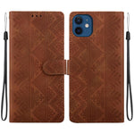 Custodia per telefono in ecopelle con motivo etnico in rilievo, For iPhone 12 / 12 Pro, For iPhone 12 Pro Max, For iPhone 12 mini, For iPhone 11 Pro Max