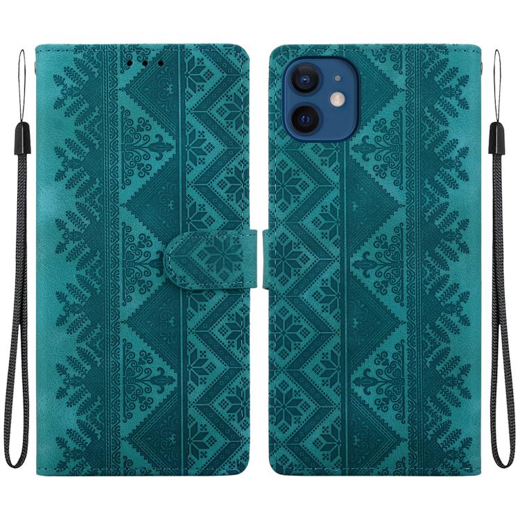 Custodia per telefono in ecopelle con motivo etnico in rilievo, For iPhone 12 / 12 Pro, For iPhone 12 Pro Max, For iPhone 12 mini, For iPhone 11 Pro Max