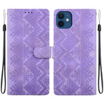 Custodia per telefono in ecopelle con motivo etnico in rilievo, For iPhone 12 / 12 Pro, For iPhone 12 Pro Max, For iPhone 12 mini, For iPhone 11 Pro Max