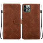 Custodia per telefono in ecopelle con motivo etnico in rilievo, For iPhone 12 / 12 Pro, For iPhone 12 Pro Max, For iPhone 12 mini, For iPhone 11 Pro Max