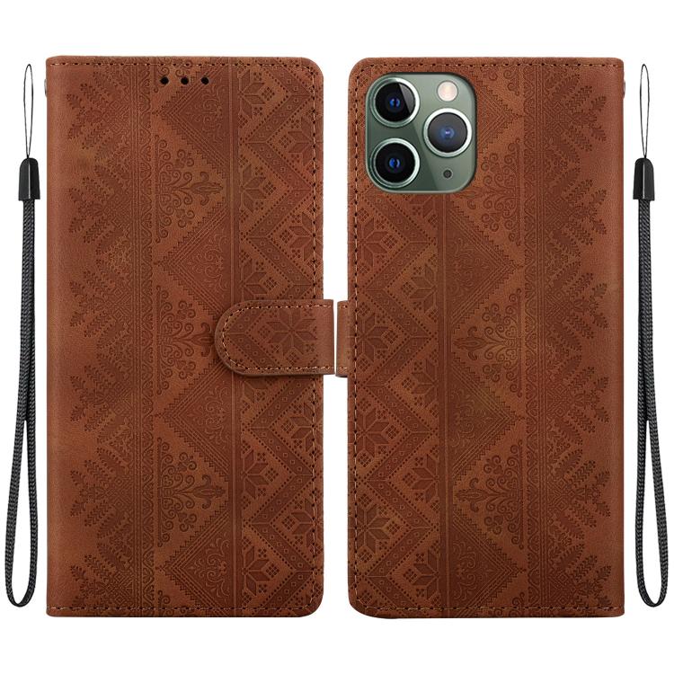Custodia per telefono in ecopelle con motivo etnico in rilievo, For iPhone 12 / 12 Pro, For iPhone 12 Pro Max, For iPhone 12 mini, For iPhone 11 Pro Max